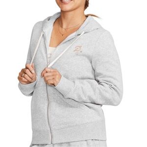 Peloton Full-Zip Hoodie Sweatshirt Women Medium Gray with Rose Gold Logo Star